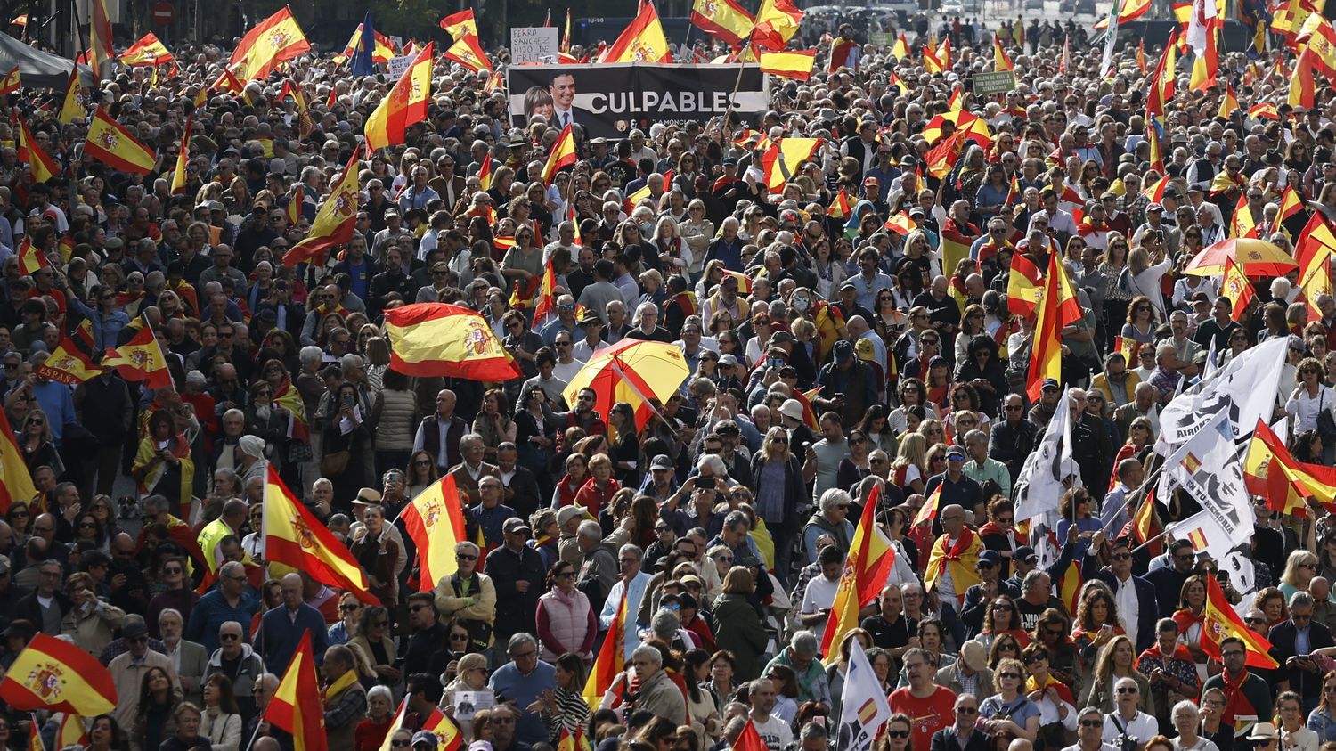 des milliers de manifestants défilent contre le gouvernement de Pedro Sanchez