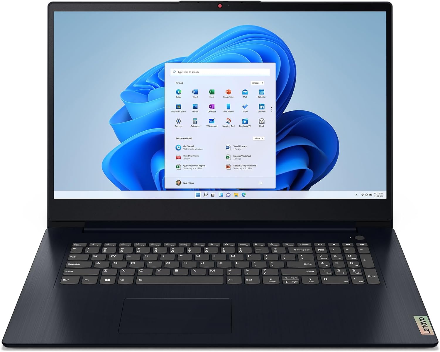 Promo 429 € Lenovo IdeaPad 3 17IAU7 (82RL00BFFR), PC portable pas cher Bleu 17″ Ultrabook fin et léger Intel Core i3 adapté à un usage quotidien avec Wi-Fi 6