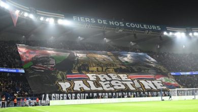 un tifo « Palestine libre » déployé avant le match contre l’Atlético de Madrid (Ligue des Champions)