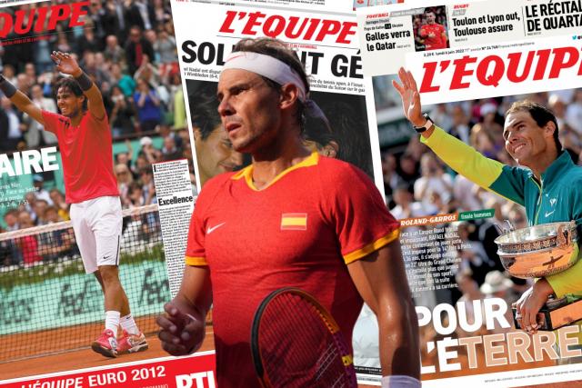 Les plus belles Unes du journal L’Équipe retraçant la carrière de Rafael Nadal