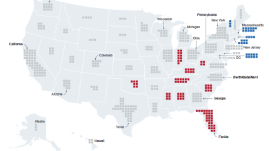 la carte des premiers résultats de l’élection américaine entre Harris et Trump