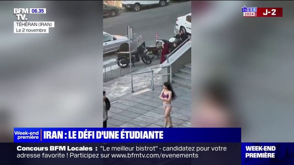 une étudiante se déshabille sur le campus de l’université de Téhéran pour protester en faveur des droits des femmes