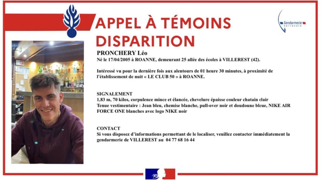 Un appel à témoins pour retrouver Léo, 19 ans, disparu à Roanne