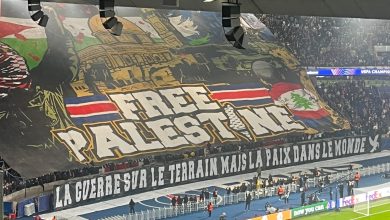 le tifo « Palestine libre » des supporters parisiens