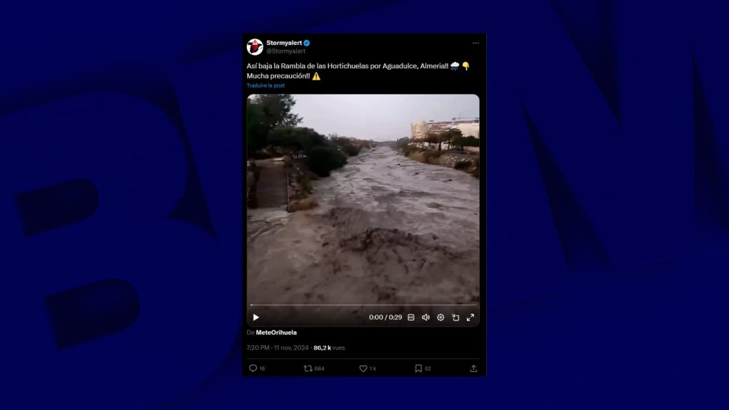 images des inondations qui touchent la région d’Almeria