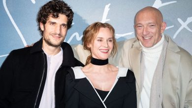 Regards complices entre Louis Garrel, Diane Kruger et Vincent Cassel à la première de « Saint-Ex » à Paris