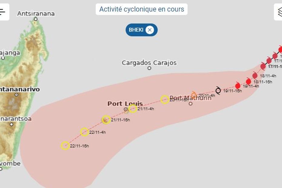 Bheki franchit le seuil des cyclones tropicaux intenses et se rapproche des Mascareignes