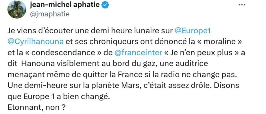 Jean-Michel Aphatie accusé d’antisémitisme après un tweet affirmant que Cyril Hanouna est… « au bord du gaz » – Le journaliste Gauthier Le Bret estime que « ce message est comme celui de Jean-Marie Le Pen et de son crématoire Durafour ». « 