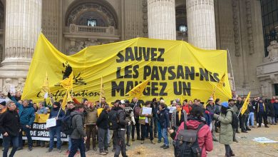 environ 200 personnes présentes devant le Grand Palais à Paris pour une action coup de poing